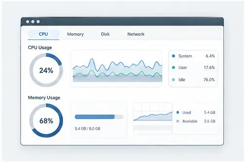 AI-generated CPU and memory monitoring illustration