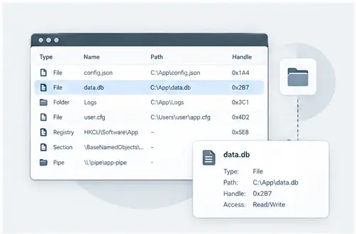 Open file handles illustration