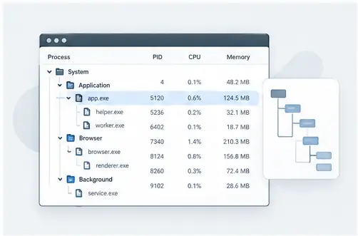 AI-generated process tree illustration